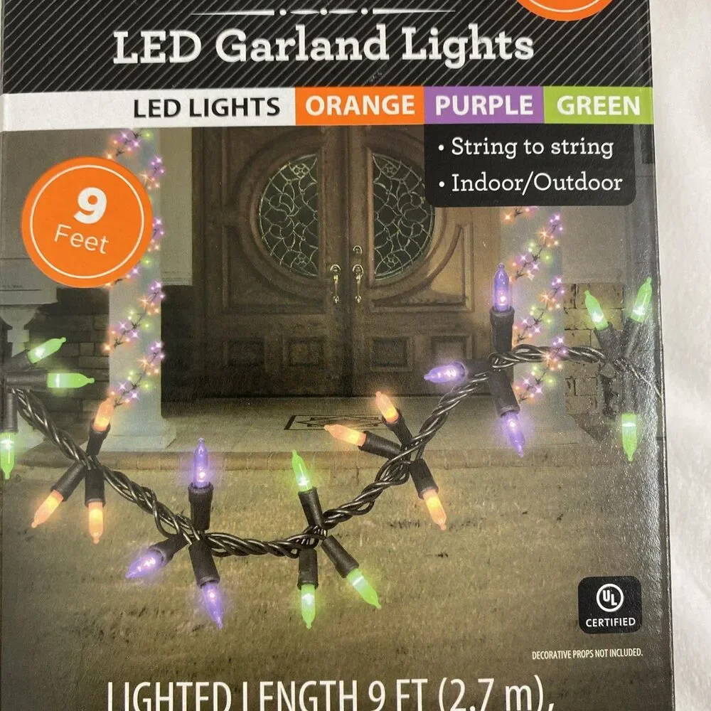 Halloween Led Garland Lights 2 Pack Holiday Home Decor Outdoor Indoor Multicolor